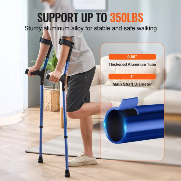 Aluminum Forearm Crutches with Adjustable Height & Cuffs - Image 3