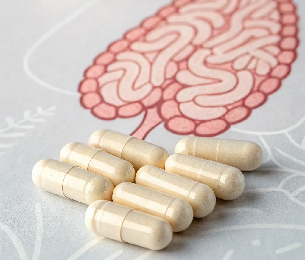 a group of probiotic capsules