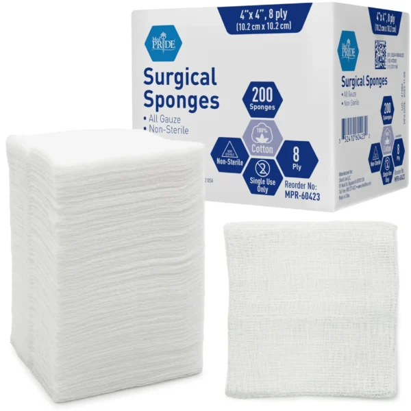 Surgical Sponges 200 Pack 4'' x 4''