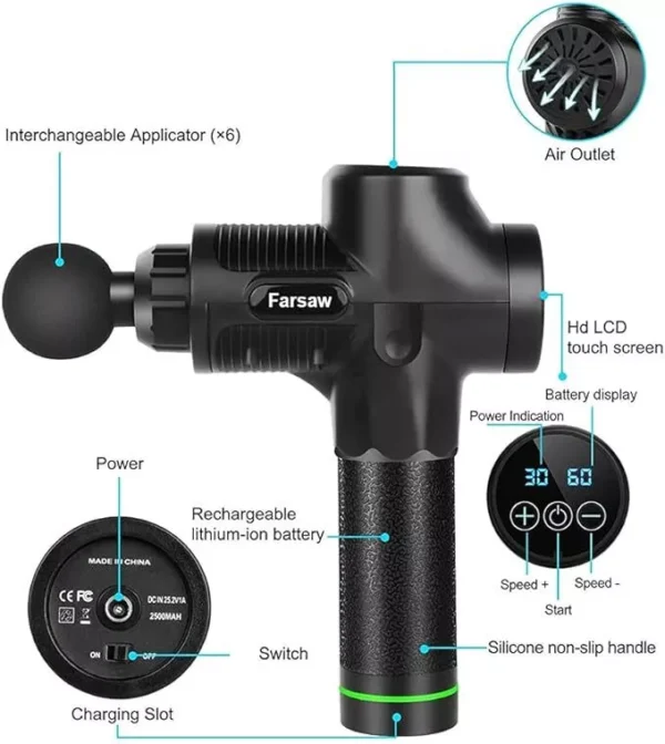 Massage Gun with 6 Heads - Image 6